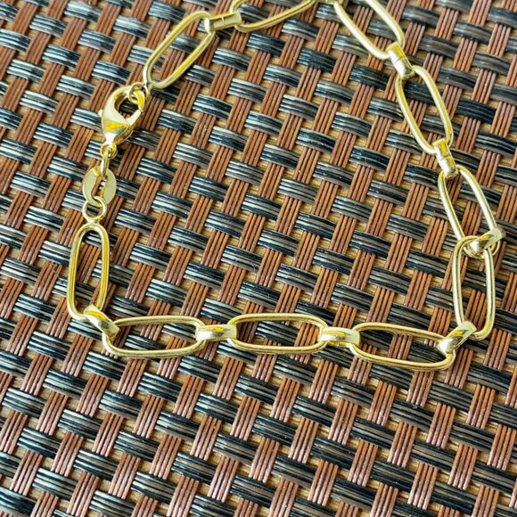 14K Gold Filled Paper Clip Bracelet for Womens Girls Elegant Design Fashion Gift - Picture 9 of 10